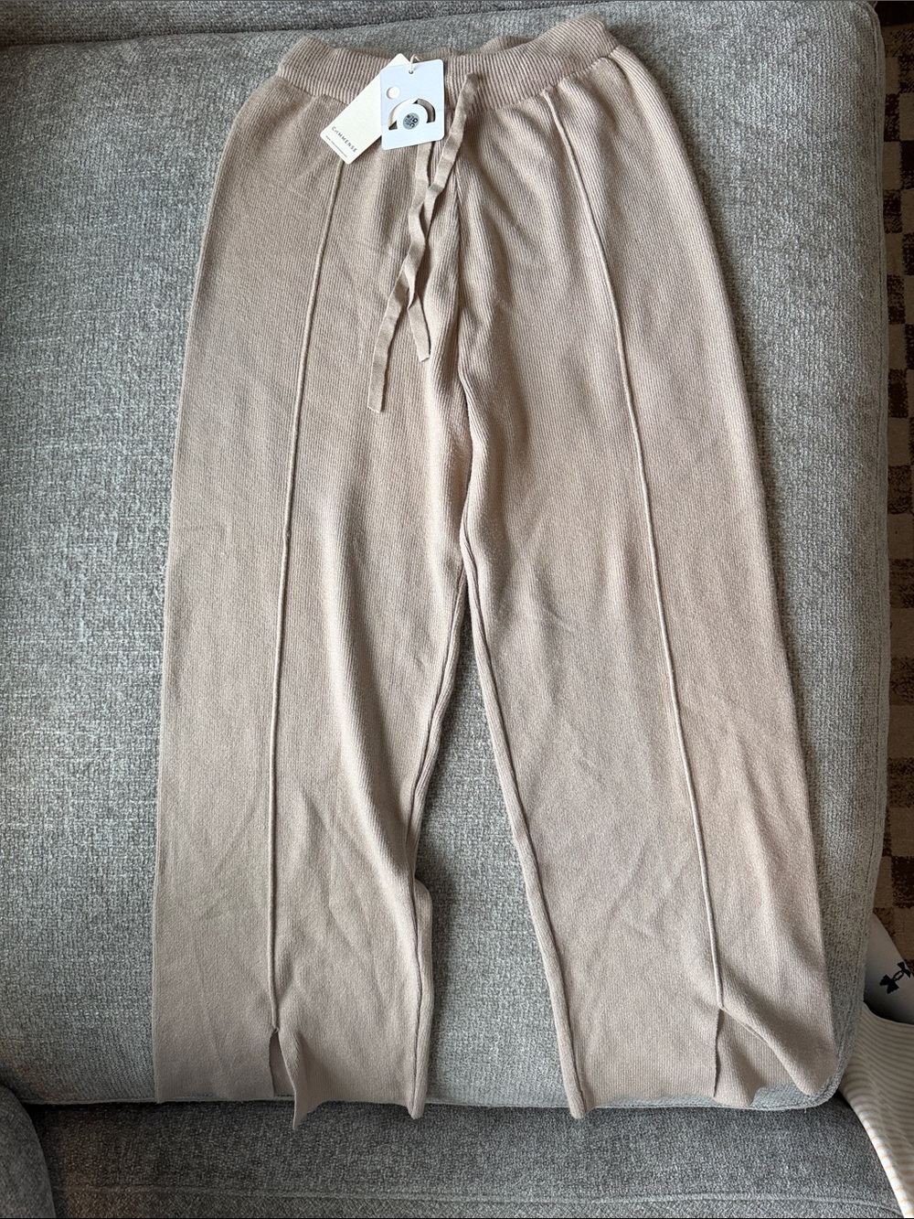Commense Neutral Knit Lounge Pants in Beige